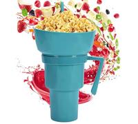 HohuzSruk Snack and Drink Cup,Beverage Cup with Snack Bowl on Top | Beverage Food Container for Travel Milk Tea Juice Candy Chips Popcorn Fruit School Camping Beach
