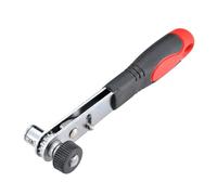 HOHXEN 1/4" Mini Ratchet Screwdriver (Black & Red) | Reversible, Double-Ended, 1/4-Inch Bit And Socket Adapters