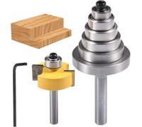 HOHXEN 1/4 '' Rabbet Router Bit with 6 Adjustable Bearings Set, Cemented Carbide Groove Cutter for Woodworking,Electric Wood Routers,Engraving Machines and DIY Tool