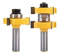 HOHXEN 2 Pcs/Set Tongue and Groove Router Bit Set, 1/2 Inch Shank Grooving Router Bit, 3 Teeth T-Shape Wood Milling Cutter, WoodWorking Tools (1/2" Shank, 1/2" Teeth Width, 1/2" Teeth Depth)