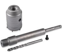 HOHXEN 65mm Concrete Hole Saw + 200mm Connecting Rod + Center Drill Bit + Positioning Screw, Wall Hole Cutter for Brick, Concrete Walls, Air Conditioning Opening, Masonry, Cement, Silicate Brick
