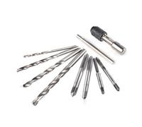 HOHXEN Adjustable T-Handle Ratchet Tap Holder Wrench Set + 4 pcs M3-M6 Machine Screw Thread Metric Plug Tap + 4 Pcs Twist Drill Bits