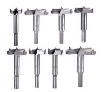 HOHXEN Forstner Drill Bit Set, Round Shank Tungsten Carbide Wood Hole Saw Auger Opener, Woodworking Drilling Tool Cutting for Wood Plastic - (8 Pcs, 25mm, 30mm, 35mm, 40mm, 45mm, 50mm, 55mm, 60mm)