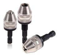 HOHXEN Keyless Mini 3-Jaw Drill Chuck Screwdriver Adapter with Quick-Change 1/4" Hex Shank to Hold Straight-Shank 0.3-3.6mm Drill Bits Milling Cutters for Micro-Production or Medical Industry
