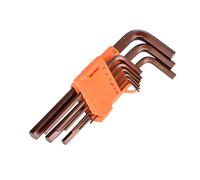 HOHXEN L-Shaped Allen Key Set - 9 Pcs, S2 Alloy Steel, Copper-Red, Metric Long Arm L-Type Hex Wrench with Visible Coding, for Bike Motorcycle Repair Furniture Assembly Household DIY