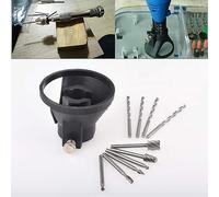 HOHXEN Multipurpose Cutting Guide Kit, Rotary Multi Tool Cutting Guide Attachment Kit with 6 Pcs HSS Routing Router Bits and 4 Pcs Twist Drill Bit for Rotary, Electric Grinder Locator Drill Holder