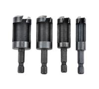 HOHXEN Wood Plug Cutter Set, 4 Pcs Black 1/4" Hex Shank Wood Plug Hole Cutter Cutting Tool Drill Bit Set, Metric Size - 6mm/10mm/13mm/16m
