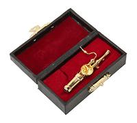 HOHXFYP Miniature Bassoon, Mini Bassoon Replica Metal Fashion Lapel Pin with Red Velvet Lined Instrument Case, Musical Instrument Model as a Musical Gift