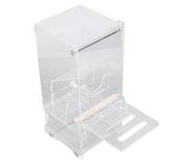 HOHXFYP No Mess Automatic Bird Feeder, Acrylic Automatic Parrot Feeder for Cage, Clear Parakeet Seed Container Food Feeder for Small Birds Cockatoo Canary Continuous Feeding