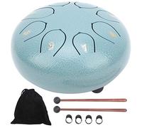 HOHXFYP Steel Tongue Drum, 8 Note Sanskrit Essential Handpan Percussion Instrument with Bag, Mallets, Finger Cots and Music Book, Essential Sound for Relaxation and Meditation, Blue 6 Inches