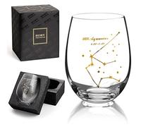 HOHY Aquarius Wine Glass - 20oz Stemless Zodiac Constellation Glass, Gift for Women & Men