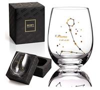 HOHY Pisces Stemless Wine Glass 20 Oz, Zodiac Pisces Mug, Golden, Constellation Tumbler, Astrology Gifts for Women Men