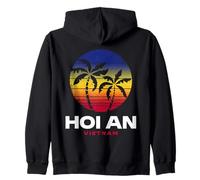 Hoi An Vietnam Beach Palm Tree Retro 80s Style Zip Hoodie