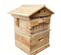 Hoiaost Flow Beehive Starter Kit, Complete Wooden Bee Hive With 7 Flow Frames & Observation Window, Turn Key Honey Harvesting, For Backyard Beekeeping Cabin Style Beehive