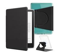HOICHOE 360° Rotating Case for All-New 7" Kindle Paperwhite 12th Gen 2024 & Kindle Colorsoft SE, PU Leather Magnetic Detachable Stand Cover, Clear Hard Back Shell, Auto Sleep/Wake, Noble Black