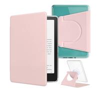 HOICHOE 360° Rotating Case for All-New 7" Kindle Paperwhite 12th Gen 2024 & Kindle Colorsoft SE, PU Leather Magnetic Detachable Stand Cover, Clear Hard Back Shell, Auto Sleep/Wake, Sakura Pink