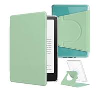 HOICHOE 360° Rotating Case for All-New 7" Kindle Paperwhite 12th Gen 2024 & Kindle Colorsoft SE, PU Leather Magnetic Detachable Stand Cover, Clear Hard Back Shell, Auto Sleep/Wake, Matcha Green
