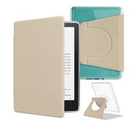 HOICHOE 360° Rotating Case for All-New 7" Kindle Paperwhite 12th Gen 2024 & Kindle Colorsoft SE, PU Leather Magnetic Detachable Stand Cover, Clear Hard Back Shell, Auto Sleep/Wake, Oat Coffee