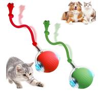 HOIDOKLY 2025 New Interactive Dog Cat Toys Balls, 360° Smart Automatic Rolling Pet Ball, Rolling Ball, Durable Fast Moving Chase Toy for Indoor Cats, Kittens & Pets (Green+Red)