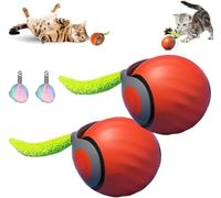 HOIDOKLY Interactive Cat Toys for Indoor Cats, 2025 New Tail Speedy Tail 2.0 Cat Toy, 4 Tails Speedy Tail 2.0 Automatic Ball Cat Toys, Cat Toy (Orange-2PCS)
