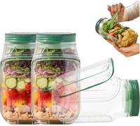 HOIDOKLY The Original Salad Pod, Salad Pod Jar Side Open, 2025 New Portable Salad Container, Snack Box with Lid, Suitable for Home, Outdoor, Travel and Party (2PCS)