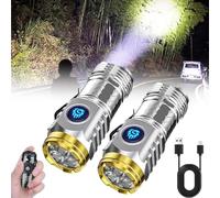 HOIDOKLY Three-Eyed Monster Mini Flash Super Power Flashlight, Three-Eyed Monster Mini Flashlight, Mini Flash Super Power Flashlight, Mini Thumb Flashlight (Silver+Silver)