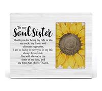 HOIJAUMAI Soul Sister Picture Frame, 8x10 inches, Rustic Wood, Tabletop Mount, 4x6 Inch Photo, Unfinished, PictureFrame, Gift for Women Best Friend Bestie Birthday