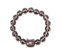 Hoijyun 10mm Natural Gemstone Stretch Bracelet - Adjustable Elastic Jewelry for Women/Men, Feng Shui Energy-Balancing Gift Set with PE Case,Money Attraction Cat/Cute Little Bear Charms/Magic Hoop, One