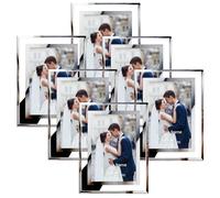 Hoikwo 6 Pack Photo Frames,4x6 Picture Frames with Silver Mirrored Glass, Multi Picture Frames for Tabletop Display