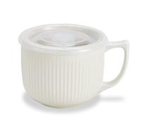 Hoilse Ceramic Soup Bowl with Handle - Large 900ml Microwave Soup Mug with Lid, Soup Container & Cup for Cereal, Oatmeal, Ramen, Noodle, Porridge, Housewarming Gift - (White)