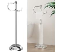 Hoimpro 25" Toilet Paper Roll Tissue Holder Free Standing with Shelf Storage Stand for 4 Rolls, Freestanding Hardware Accessories Rack Polished Chrome