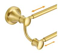 Hoimpro Adjustable Retractable 15-27 Inches Stainless Steel Bathroom Towel Bar, Bathroom Accessories Bath Hotel Double Towel Bar Rod Hanger Wall Mounted Towel Holder Towel Rack, Brushed Gold