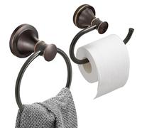 Hoimpro Bathroom Set, 2-Piece Oil Rubbed Bronze (Towel Ring Holder, Toilet Paper Holder), Stainless Steel and Zinc Alloy, High Weight Capacity, Anti Rust, Modern Design