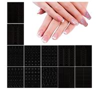 HOINCO 12 Sheets Airbrush Stencils, Heart Butterfly Star Flame French Manicure Nail Stickers Decals Printing Stencil Tool DIY for Women Manicure Decoration