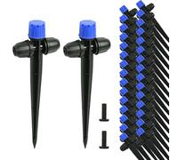 HOINCO 28 Pcs Drip Irrigation Emitters,with Lock Barbed Adjustable Degree Water Flow Drippers Sprayer for 1/4" Drip Irrigation Tubing,for Garden Watering System. (Blue)
