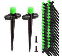 HOINCO 28 Pcs Drip Irrigation Emitters,with Lock Barbed Adjustable Degree Water Flow Drippers Sprayer for 1/4" Drip Irrigation Tubing,for Garden Watering System. (Green)