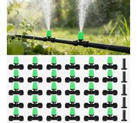 HOINCO 30 Pcs Push-to-Fit Drip Irrigation Spray Emitters,Adjustable Water Flow Atomizing Nozzle with 4 End Plugs,for Drip Watering System in Patio Planters Garden Watering Systems. (Green)