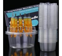 HOINCO 40PCS Tattoo Cartridge Cup Holder,One Piece Needle Placement Rack Cleaning Cup Transparent Plastic Tattoo Cartridge Supplies. (Rotundity-40)