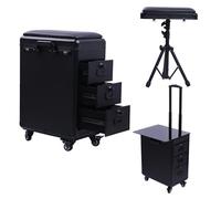 HOINCO Tattoo Trolley Case With 3 Drawers Toolbox,Tattoo Armrest Stand Adjustable Table Beauty Stand Work Station.