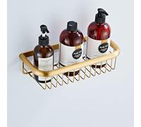 Hoinerus Antique Brass Bathroom Shelf Storage Basket Wall Mount Shower Organiser Caddy Cosmetics Shampoo Holder