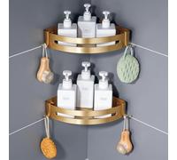 Hoinerus Brushed Gold Color 2 Packed Bathroom Shelves Shower Corner Caddy Organizer Shampoo Holder,Adhesive or Drilling