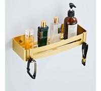 Hoinerus Brushed Gold Shower Caddy Adhesive or Drilling Bathroom Shelf Shampoo Holder