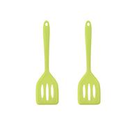 HOIRIX 2Pack Small Silicone Turner High Heat Resistant Slotted Spatula for Fish, Eggs, Pancakes and More (Color : Green, Size : 2Pack)