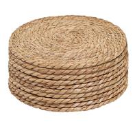 HOIRIX Round Woven Placemats Set of 10,12" Rattan Placemats,Braided Wicker Table Mats Natural Woven Place Mats for Dining Table (12inch Set of 10)