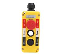 Hoist Crane Push Button Switch, 2 Key IP68 Water Proof Crane Pendant Control Station UP Down Hoist Push Button Switch with Emergency Stop Button for Industrial Machinery