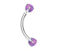 Hoisy 16 Gauge G23 Titanium Small Nose Ring for Women Stud 1.2x6mmx5mm, Round with Opal, Nose Rings for Men Silver Purple Opal