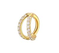 Hoisy 16 Gauge Titanium Helix Earrings for Women Hoop 1.2x10mm, Double Layer Hoop with Cubic Zirconia, Nose Ring Septum Gold