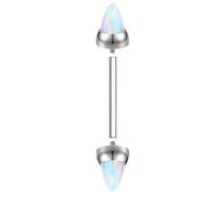 Hoisy 16 Gauge Titanium Mens Nose Rings Studs 1.2x8mm, Cone Shaped with Opal, Silver White Nose Rings Women