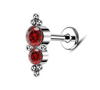 Hoisy 16 Gauge Titanium Small Nose Rings Studs 1.2x8mm, Round with Cubic Zirconia, Mens Nose Rings Silver Red