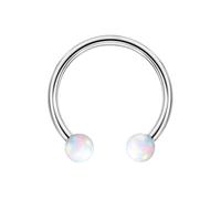 Hoisy 16g G23 Titanium Nose Ring Horseshoe 1.2x10x4mm, Round with Opal, Silver White Colorful Nose Rings for Men